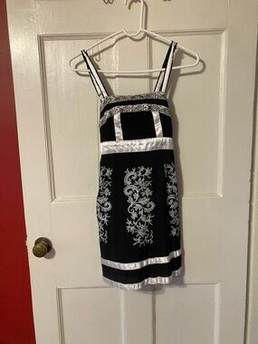 Solaris Black and White Trim Slip Dress